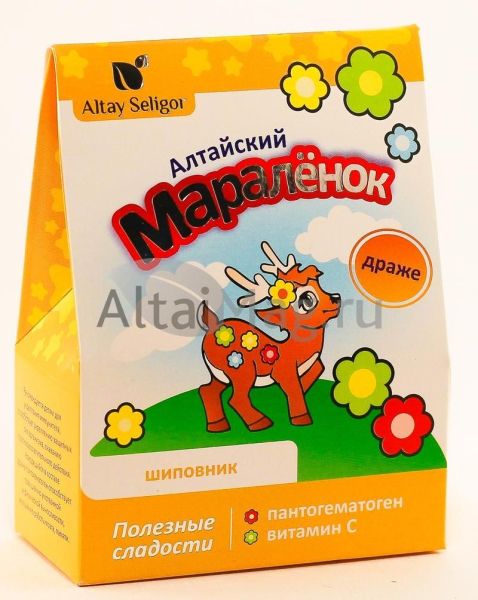 Изображение товара Драже Алтайский Мараленок (с пантогематогеном и шиповником) 70г Драже Алтайский Мараленок (с пантогематогеном и шиповником) 70г фотография